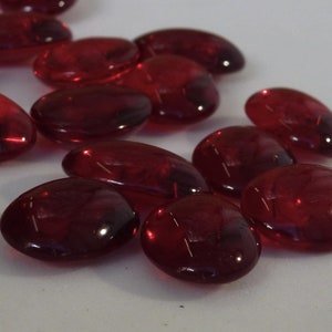 Vintage Glass Rhinestones, Oval 18x13mm, Ruby Red, Dome Top, Point Back, Germany, 6 pieces D2-1