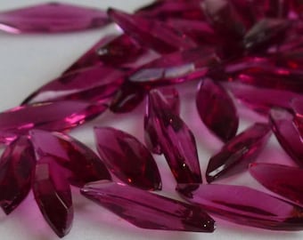 36 Vintage Fushia Navette 15x4mm TTC Glass Rhinestones Pointed Back, Germany 36 pieces B2-1B