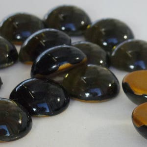 24 Vintage Glass Rhinestones, 13mm Round, Charcoal Clear, Dome Top, Foiled Flat Back, Germany H1-7