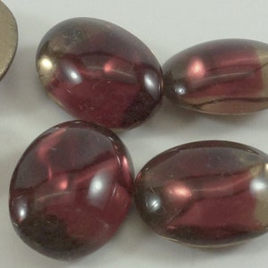 6 Vintage Glass Rhinestones, Oval 18x13mm, 2-Tone Red Topaz Bi-Color,  Smooth Dome Top, Foiled Point Back, Germany, D1-3B Last ones