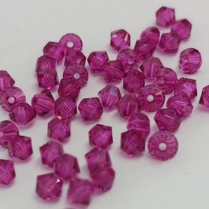 48 Swarovski art 5328 4mm Fushia Xilion Bead Glass Rhinestones A9-A