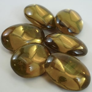 6 Vintage Glass Rhinestones, Oval 18x13mm, 2-Tone Yellow Topaz Bi-color, Smooth Dome Top, Foiled Point Back, D2-2C