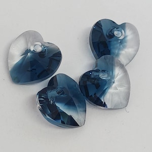 4 Swarovski art 6228 10 mm Montana Blend Pendants drilled Glass Rhinestones C3-A
