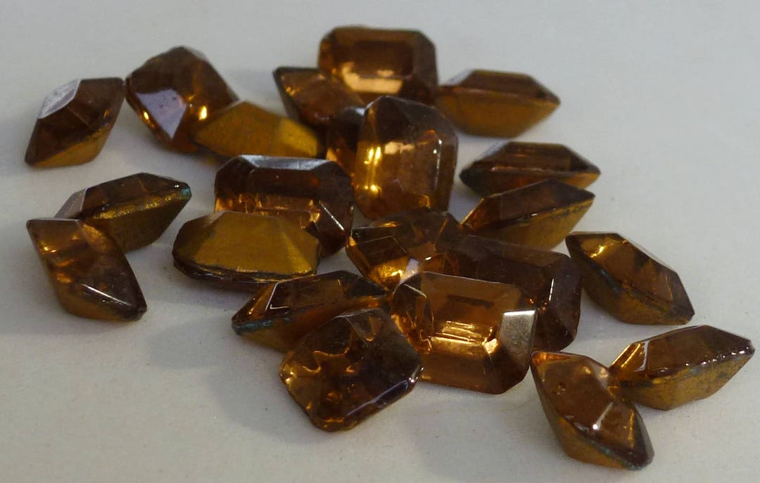 72 Vintage Glass Rhinestones, 10x8mm Octagon, Smoke Topaz, TTC Cut Top ...