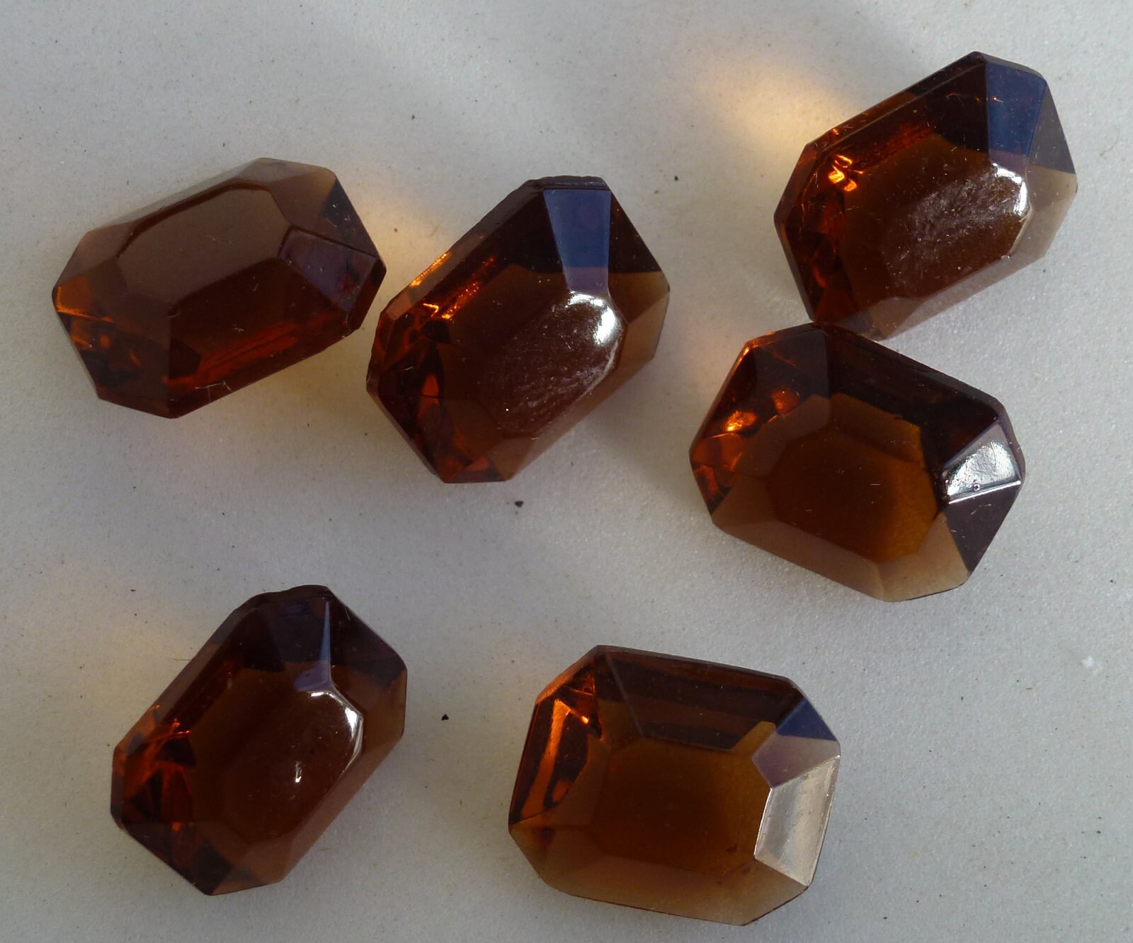 36 Vintage Glass Rhinestones, 10x12mm Octagon, Smoke Topaz