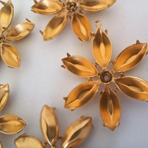 6 Navette 15x7mm, 20ss Round Brass Prong Closed Multi back One Loop for Rhinestones Findings raw brass USA made X2-B