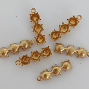 6 colgantes múltiples redondos de 20 SS/4 mm con engaste de garras, parte trasera cerrada, un bucle para diamantes de imitación, latón crudo, hecho en EE. UU. X4-B