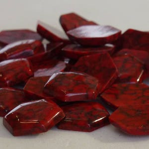 Vintage Lucite Rhinestones, Hexagon 12mm, Red Marble, Smooth Top, Flat Back, Germany, 72 pieces I1-6 Last ones