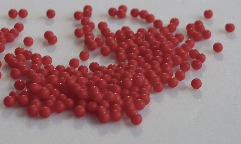 Vintage Glass Ballotini Balls, Coral Red, 2mm Round, Germany, 50 Gross, 7200 Pieces C6-4 image 1