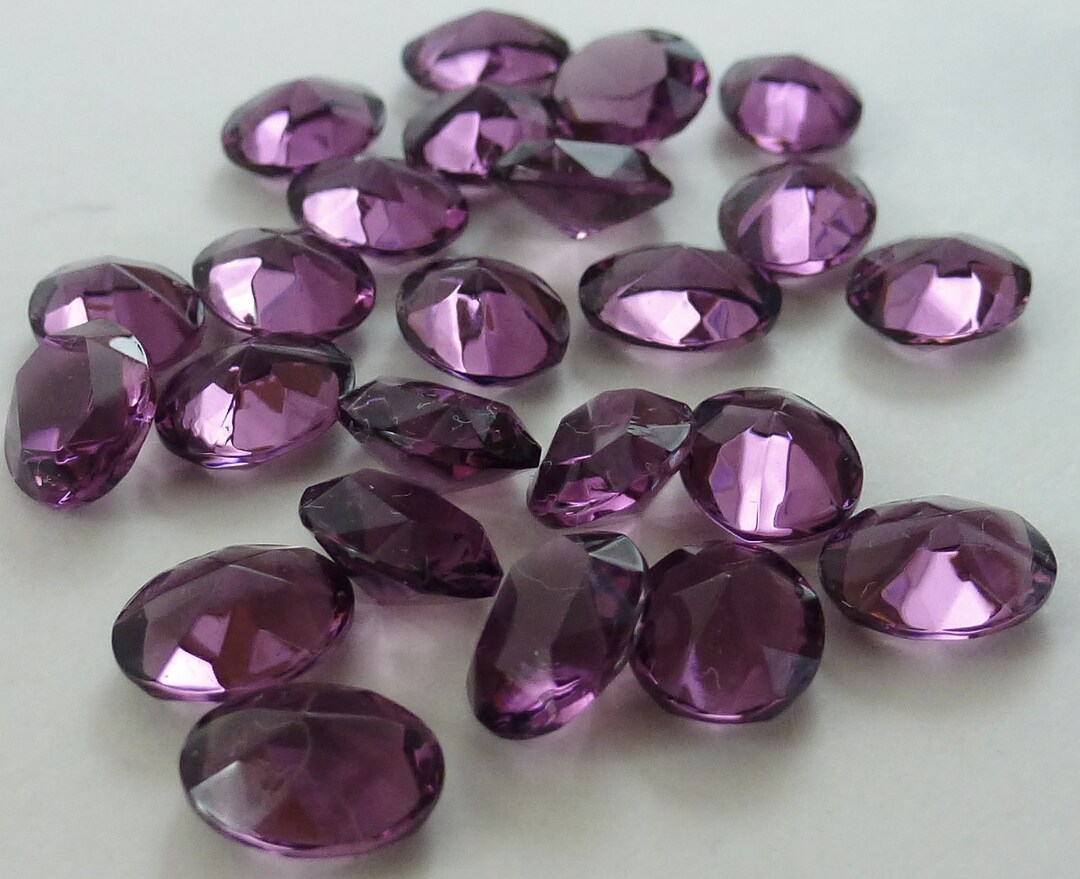24 Purple Glass Vintage Rhinestones, Oval 8mm X10mm, Table Tin Cut Top ...