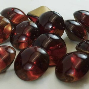 Vintage Glass Rhinestones, Round 15mm, 2-Tone Red Topaz Bi-Color, Dome Top, Foil Point Back, Germany, 6 pieces G1-2C