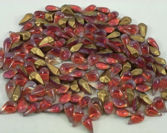 72 Vintage Glass Rhinestones, Pear 8mm x 5mm, Red Sabrina, Dome Top, Foiled Point Back, Germany, F5-5D