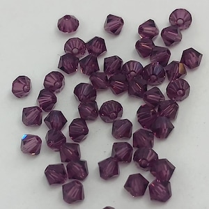 48 Swarovski art 5328 4mm Amethyst Xilion Bead Glass Rhinestones A9-B