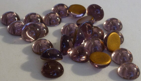 West German Amethyst Flatback Glass OVAL CABOCHONS Foil 7mm 5mm 8mm 9mm 18m 13mm