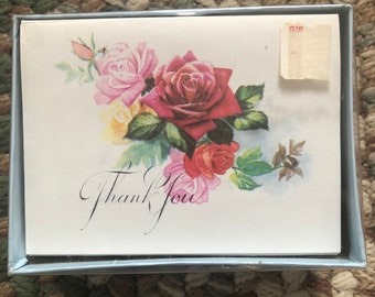 Embossed Flowers Small Thank You Card Vintage Unsigned 1960s