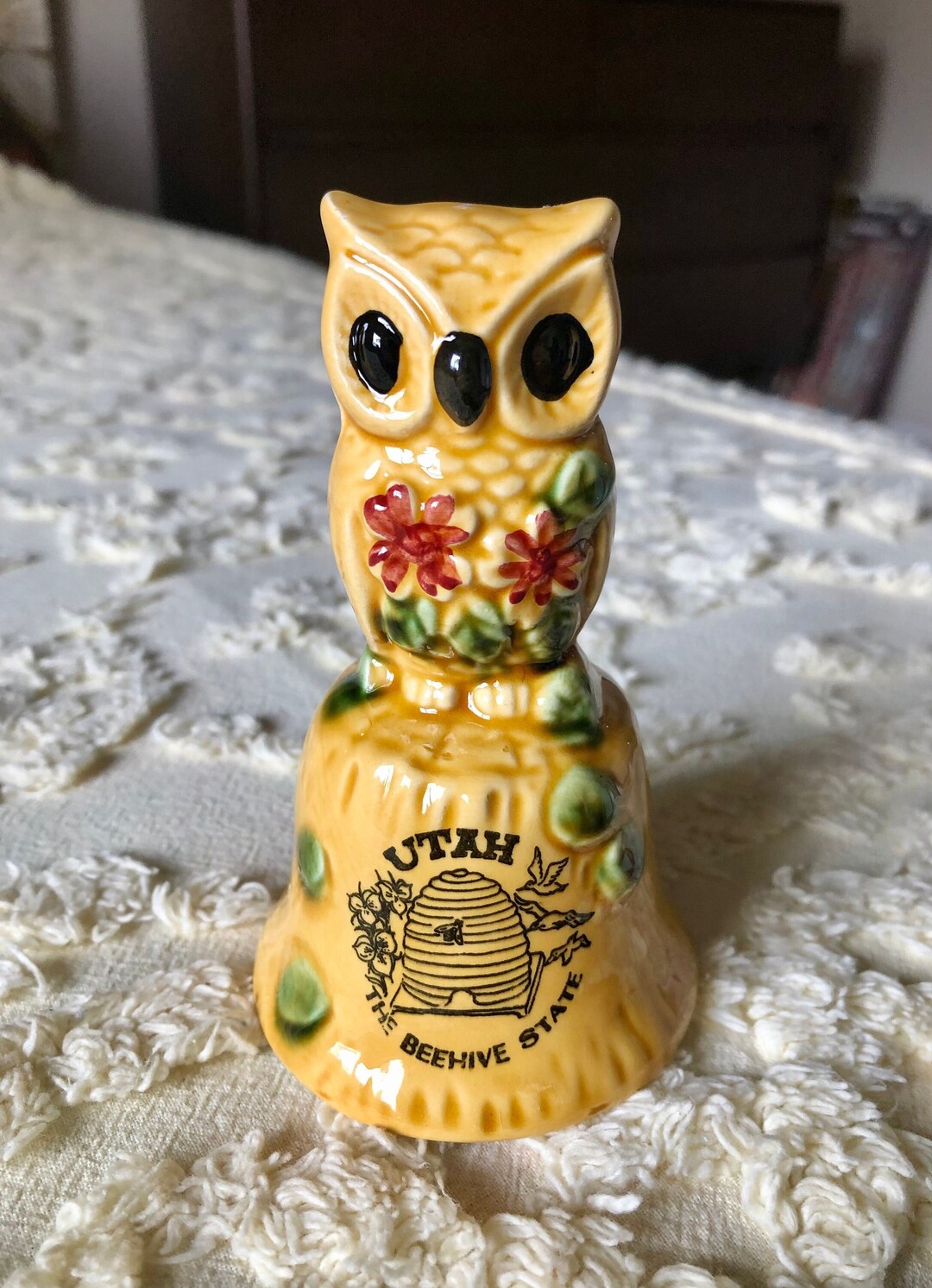 Vintage 70s Utah the Beehive State Flower Owl Souvenir Bell Made in ...