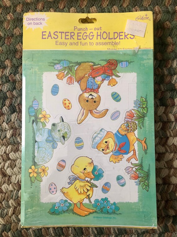 Vintage 90s Gibson Greetings Punch Out Easter Egg Holders Etsy