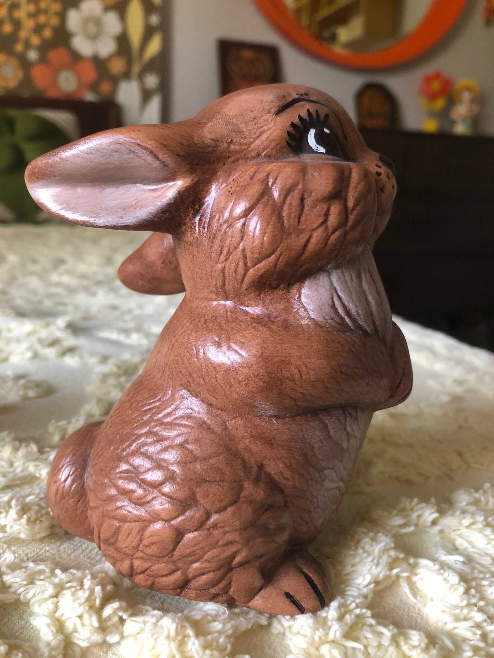 Vintage Ceramic Brown Bunny Rabbits Set Of 2 Figurines Bunnies Etsy