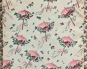 Vintage 50s/60s Norcross Showers of Flowers Bridal Gift Wrap Paper 1 Full Sheet