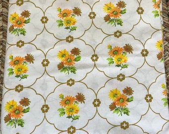 Vintage 70s Monticello Floral/Flower Full Flat Sheet 81 x 104 Fabric/Material