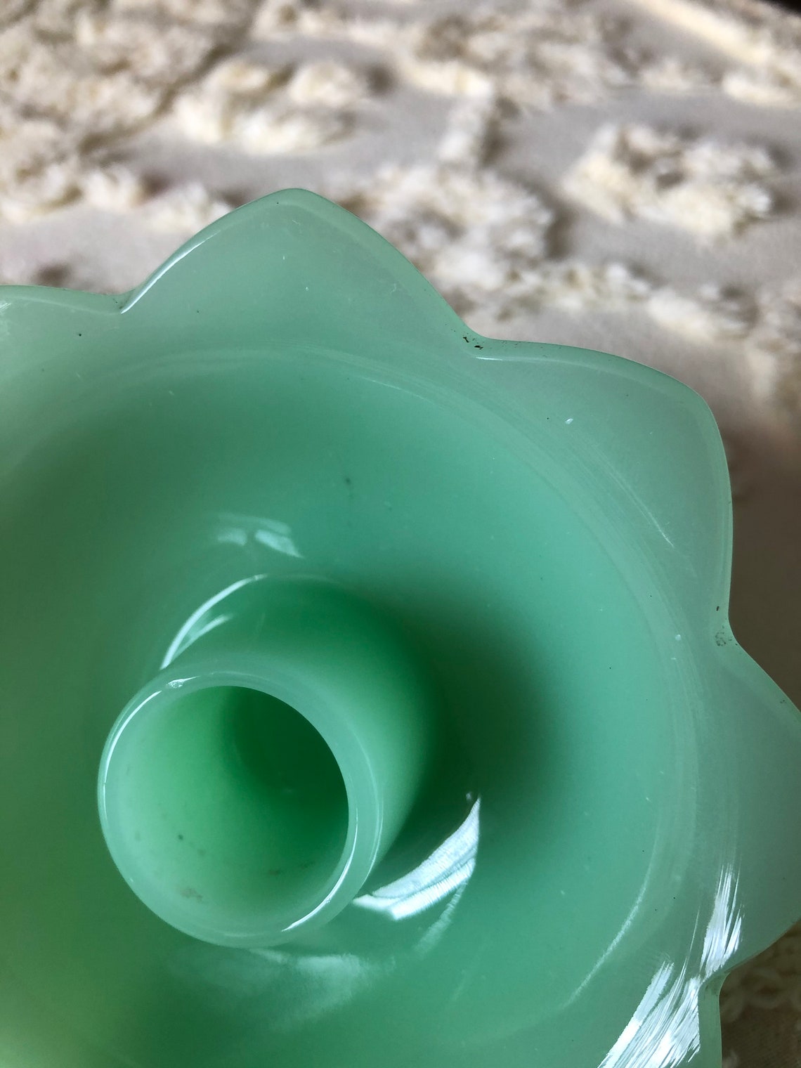 Vintage 40s Fenton Jadeite Candlestick Holder Lotus Candle Etsy