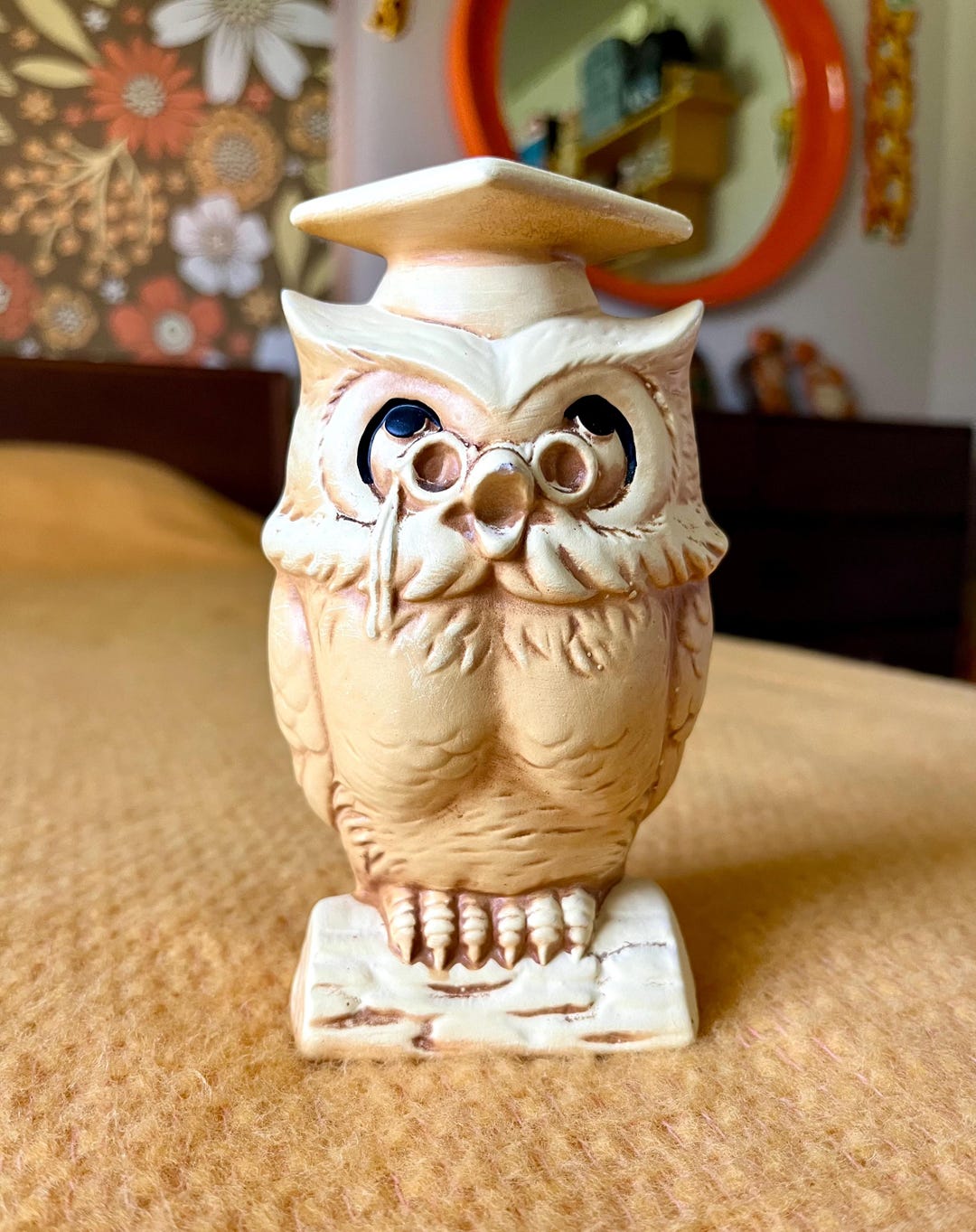 Vintage Twin Winton Ceramic Pottery Graduation Owl Salt Shaker/figurine ...