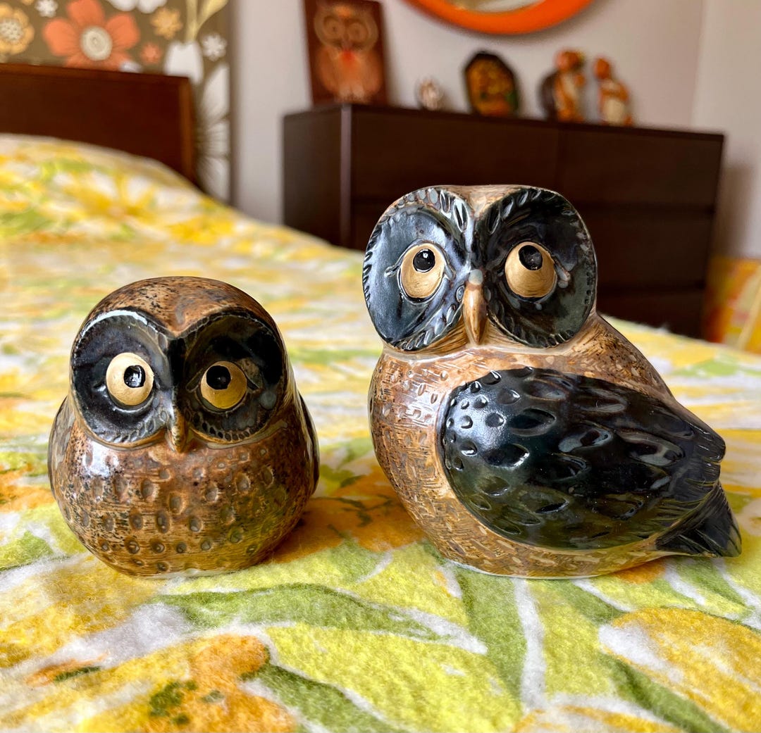 Vintage 70s Retro Ceramic Owl Figurines Set of 2 Made in Japan - Etsy