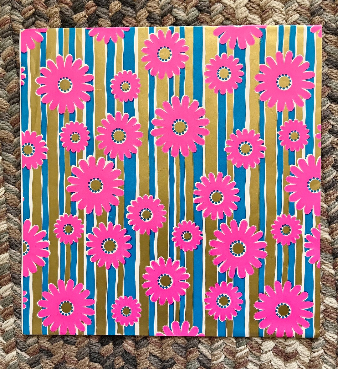 Vintage Pink Flower Gift Wrap Wrapping Paper 1 Full Sheet Etsy