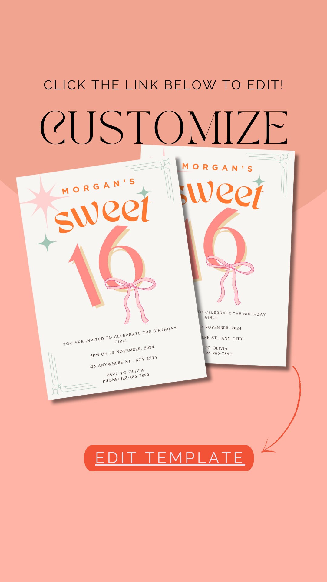 Teen Birthday Invitation Template Party Simple Customizable Tween B Day ...