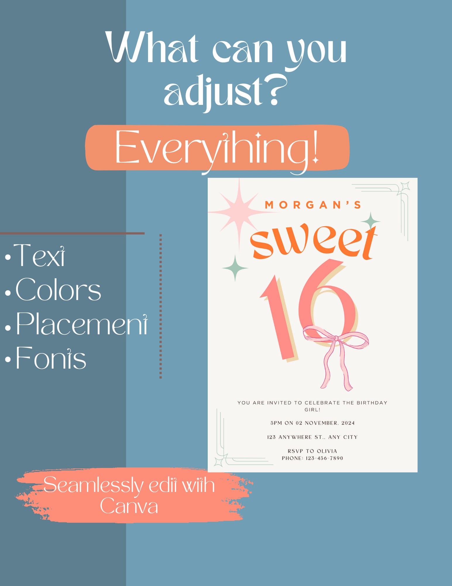 Teen Birthday Invitation Template Party Simple Customizable Tween B Day ...