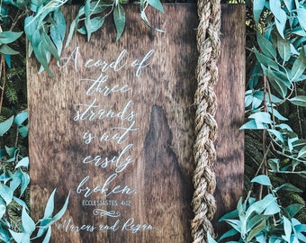 A Cord of Three Strands is Not Easily Broken | Unity Cord of Three Strands Sign | Wedding Unity Ceremony Sign | Ecclesiastes 4:12