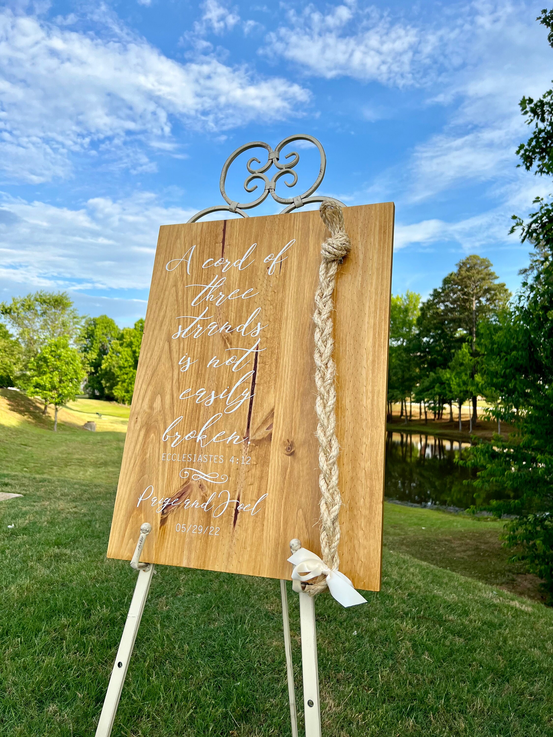 Unity Cords Sign Unity Cord Wedding Sign | Rustic Ecclesiastes 4:12, Three Strands - Etsy