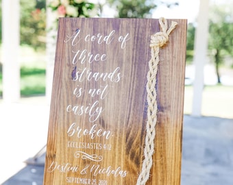 Cord of Three Strands Wedding Sign | Unity Ceremony, Christian Keepsake