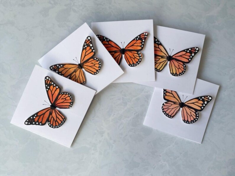 Mini Monarch Butterfly Greeting Cards, Set of 5 - Etsy