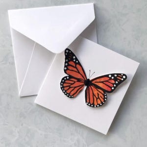 Mini cartões de felicitações de borboleta monarca, conjunto de 5