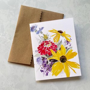 Cartão de felicitações de flores de jardim, impressão em aquarela