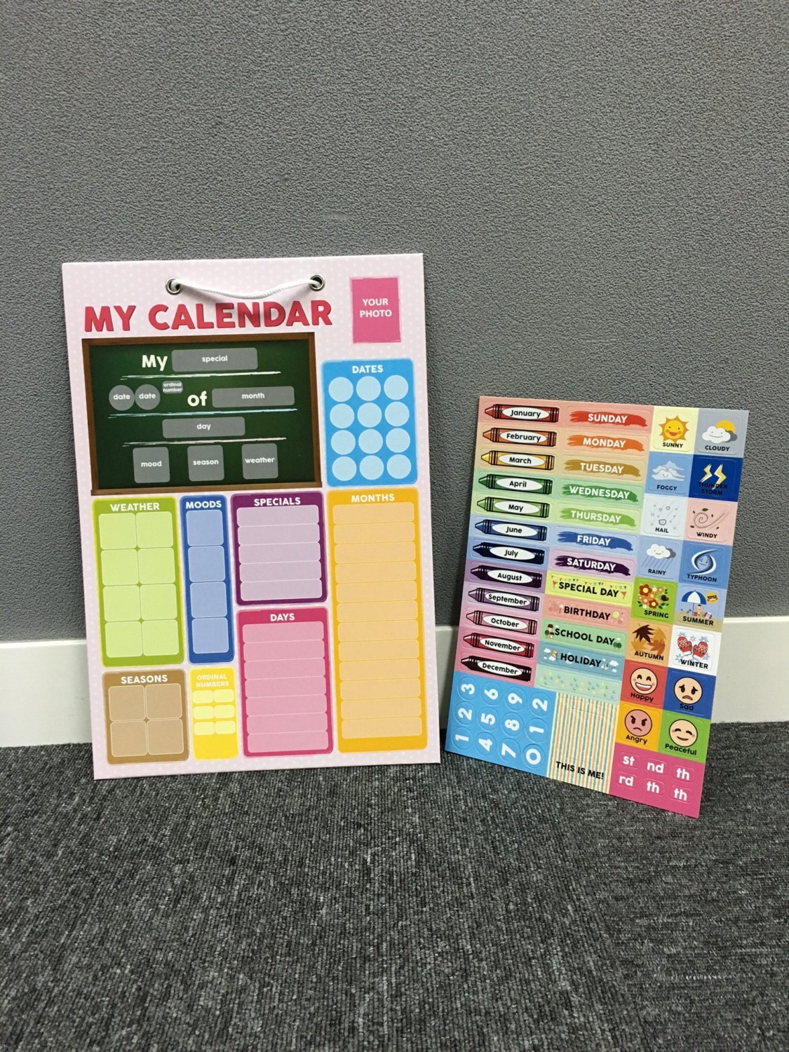 Calendar educational board white board preschool Etsy