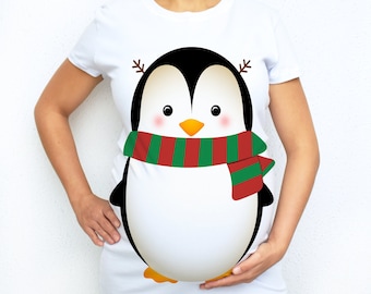 Penguin christmas maternity shirt, Pregnancy announcement shirt, Christmas pregnancy shirt.