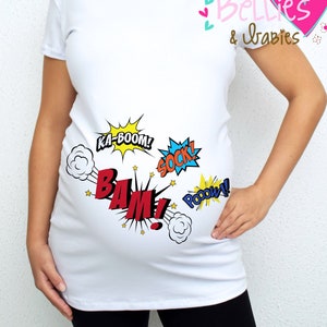 Superhero maternity shirt, Baby kicks maternity shirt, Pregnancy announcement shirt, Expecting Mom, Pregnant shirt, First Mother's Day shirt image 1