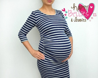 Stripes maternity dress, Plus size maternity dress, Baby shower dress, Casual pregnancy dress, Casual maternity dress