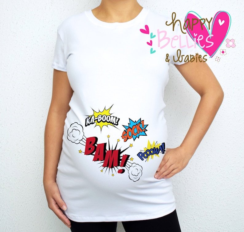 Superhero maternity shirt, Baby kicks maternity shirt, Pregnancy announcement shirt, Expecting Mom, Pregnant shirt, First Mother's Day shirt image 1