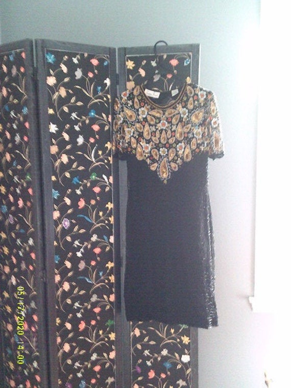 laurence kazar new york silk dress Vtg 80's Laurence Kazar New York Beaded 100%
