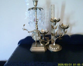 金色の金属製/真鍮製キャンドルホルダー2個セット