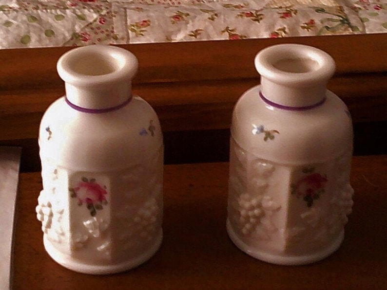 A Lot of Two Hand-Painted Westmoreland Co.Vintage BottlesGlasses