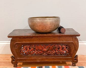Vacker antik helande stor Om-ljudsskål G Chakra 9,6"