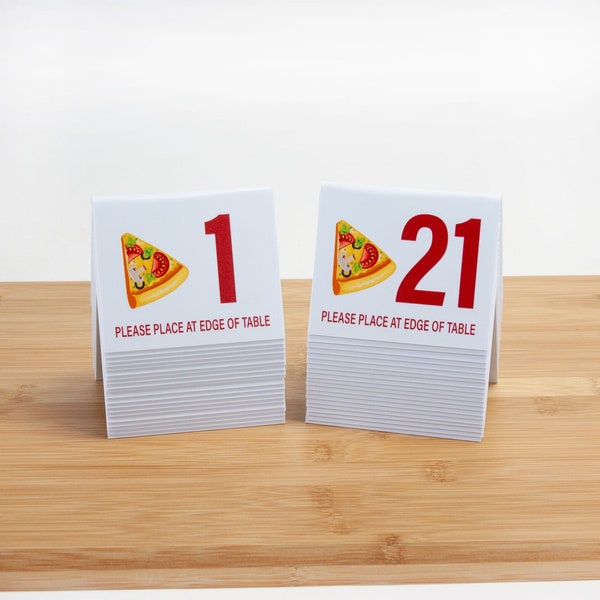 Table Numbers 1-40, "Pizza Restaruant" Tent Style Table Numbers, Free Shipping