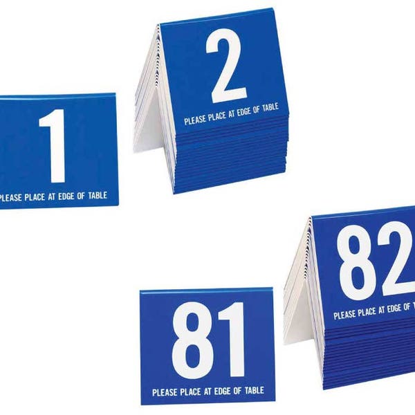 Plastic Table Numbers 1-100, Tent Style Numbers, Various Color Choices w/White Number, Free Shipping