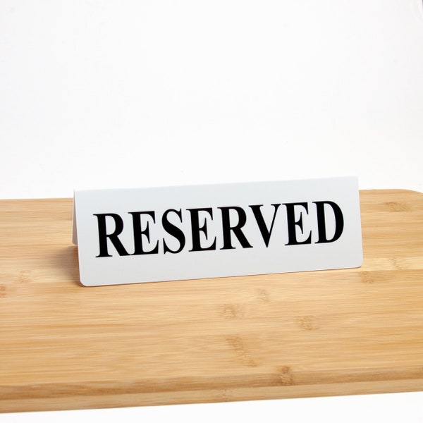 RESERVED Table Signs, 15 Pack Tent Style Plastic Signs, White w/Red, Free Shipping