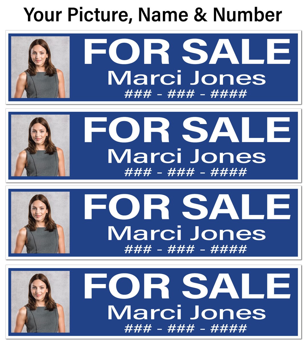 Real Estate Sign Rider FOR SALE Picture Name and Number Etsy