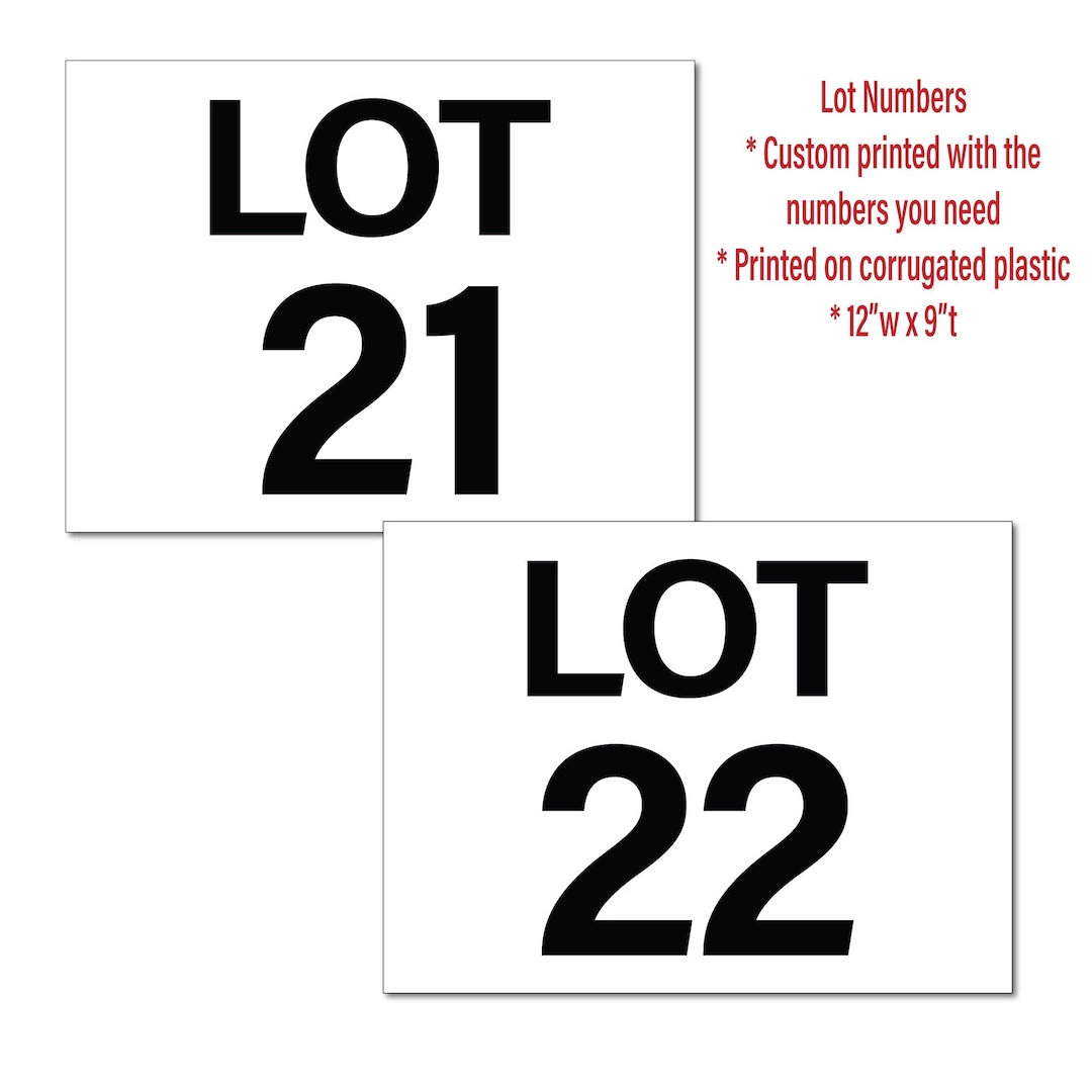 12pk Real Estate Lot Signs, Markers for Builders, Custom Numbers